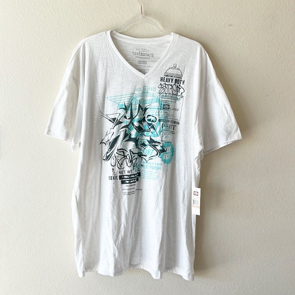 NWT Ecko Unltd V Neck White Tee Top